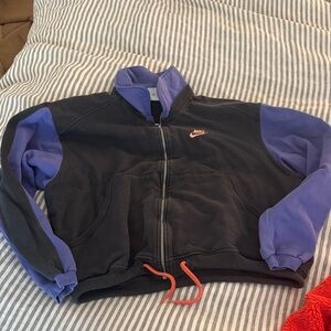 Vintage Nike Black and Purple Jacket with Red Accents